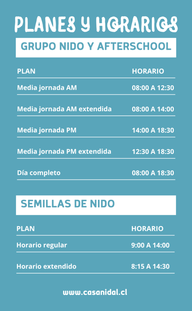 Planes y horarios de Casa Nidal